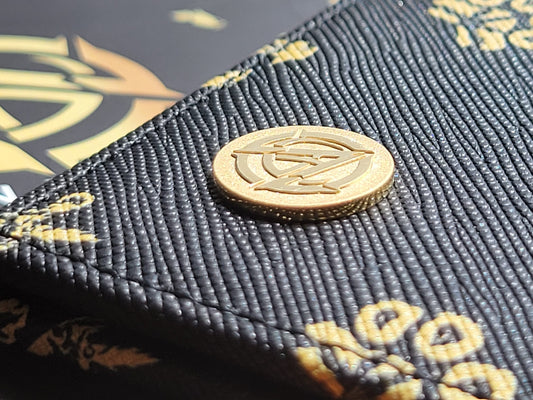 Luxury Leather Goods with Solid 14k/585 Gold Logo